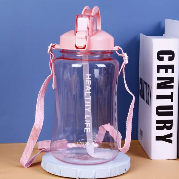 

1pc Letter Graphic Tumbler, Pink