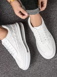 Zapatillas de skate minimalistas con cordones en la parte delantera para hombre - Blanco - Ver 1