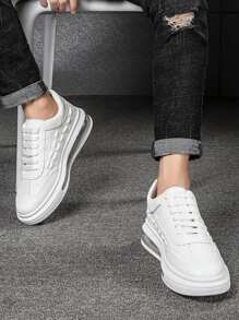 Zapatillas de skate minimalistas con cordones en la parte delantera para hombre - Blanco - Ver 3