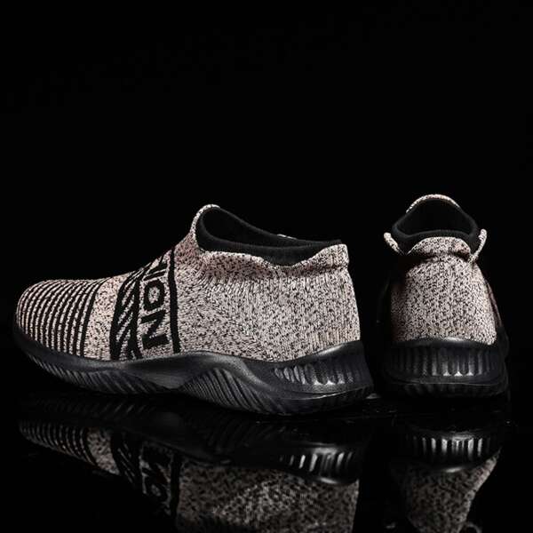 

Men Letter Graphic Slip-On Sneakers, Khaki