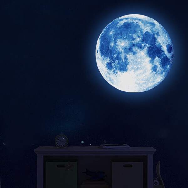 

Kids Moon Print Glow Sticker, Blue