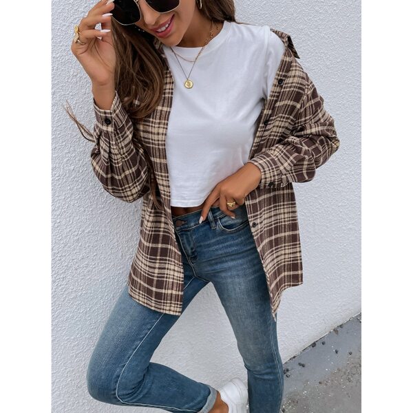 

Plaid Print Button Front Blouse, Multicolor