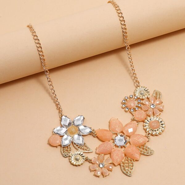 

Flower Charm Necklace, Multicolor