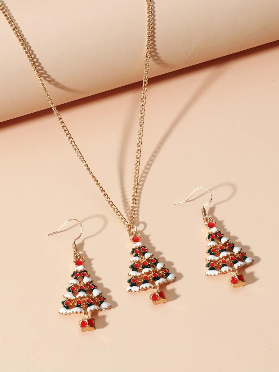 3入組聖誕樹形裝飾首飾套裝 - 彩色 - 查看 1