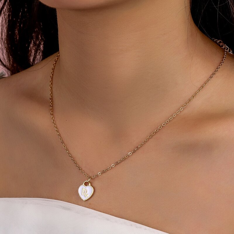 

Heart Pendant Chain Necklace, White