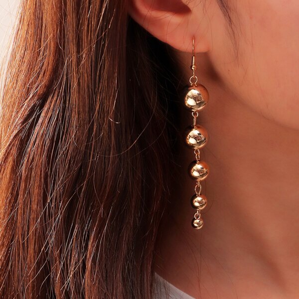 

Round Ball Drop Earrings, Gold