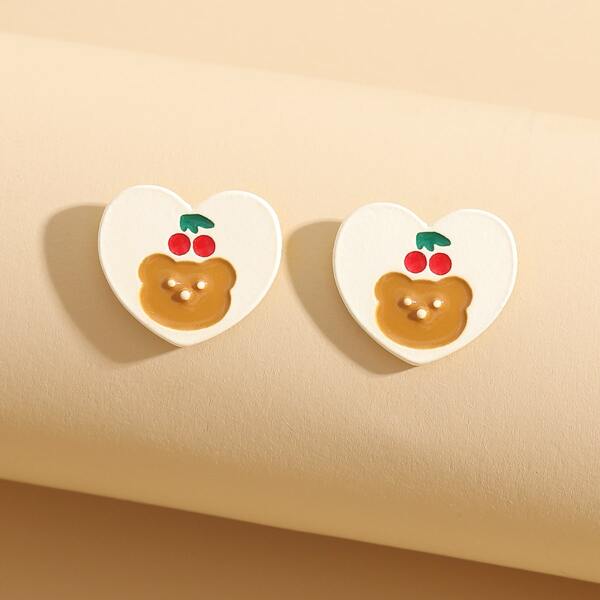 

Cartoon Heart Stud Earrings, Multicolor