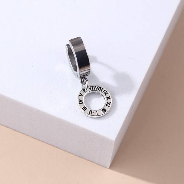 

1pc Round Charm Earring, Silver