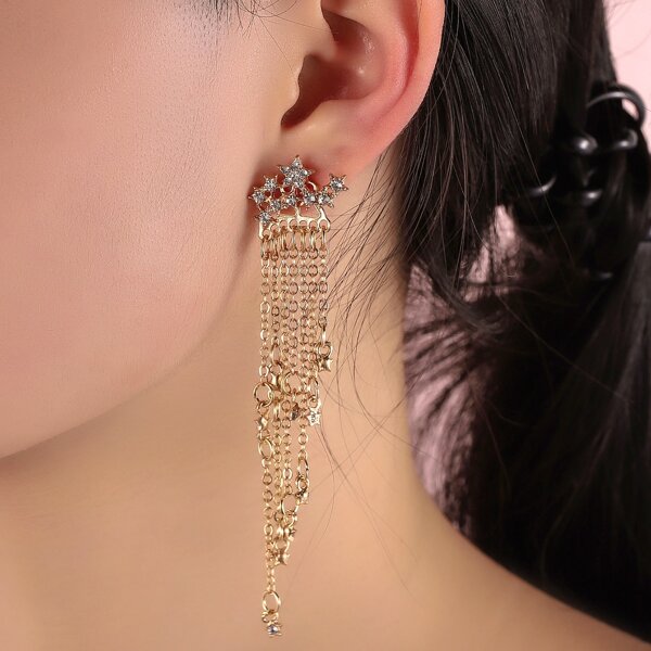 

Rhinestone Star Drop Earrings, Gold