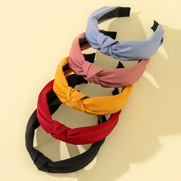 

5pcs Girls Knot Design Hair Hoop, Multicolor