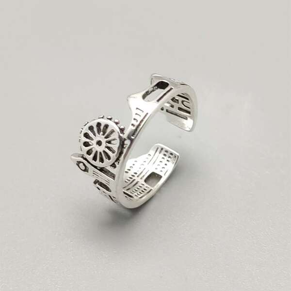 

Hollow Out Cuff Ring, Antique silver
