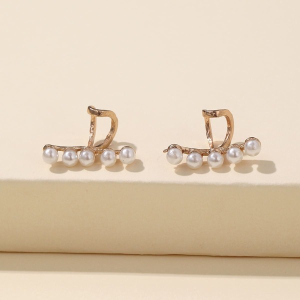 

Faux Pearl Decor Earrings, Gold
