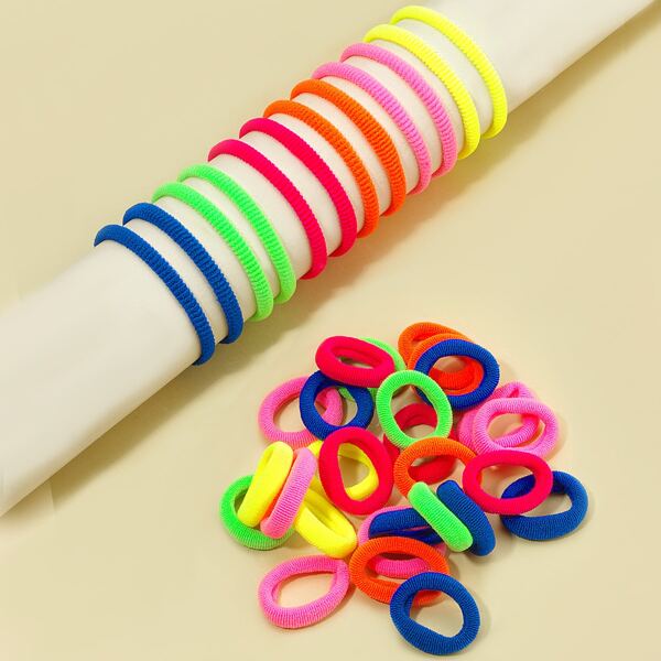 

40pcs Toddler Girls Simple Hair Tie, Multicolor