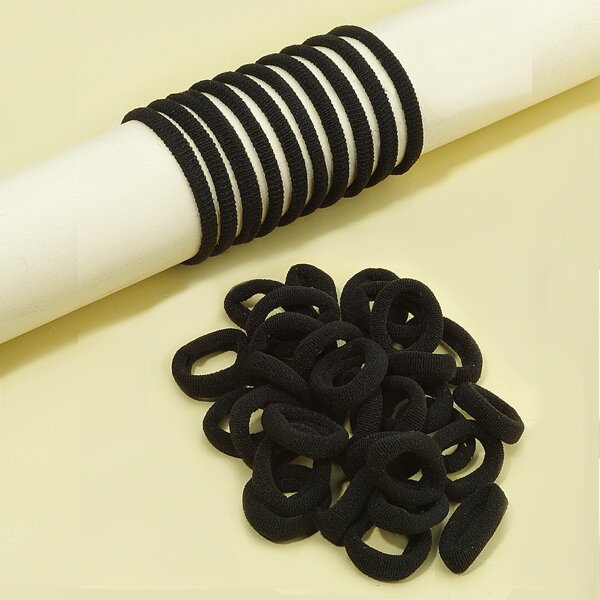 

40pcs Toddler Girls Solid Hair Tie, Black