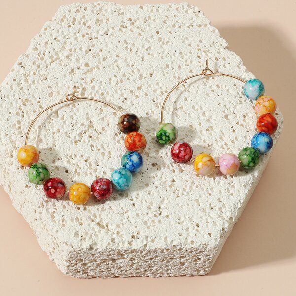 

Round Beaded Earrings, Multicolor