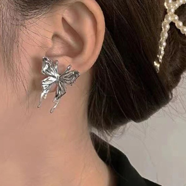 

Butterfly Decor Stud Earrings, Silver