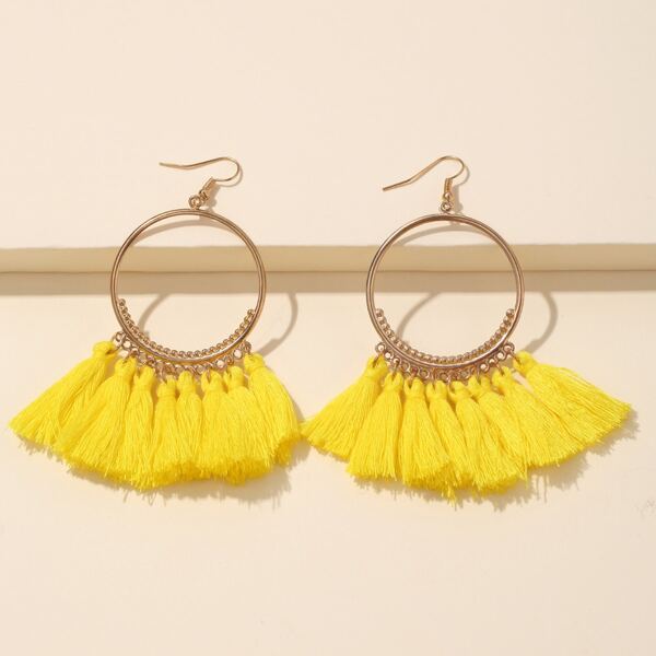 

Tassel Decor Drop Earrings, Yellow