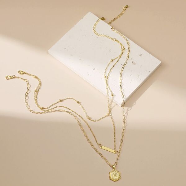 

2pcs 14K Gold Plated Letter Graphic Necklace