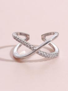 Anillo abierto zirconia cúbica - Plateado - Ver 4