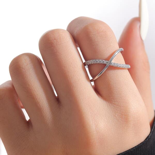 

Zircon Cuff Ring, Silver
