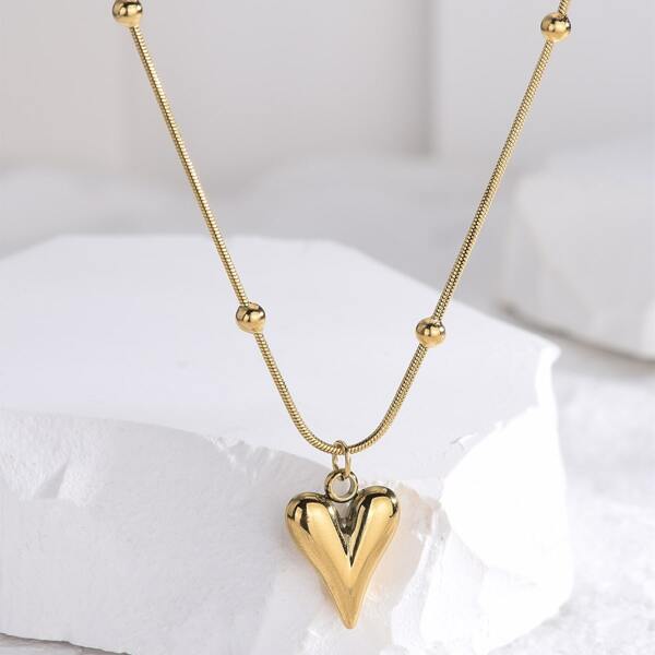 Heart Charm Necklace, Gold