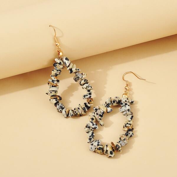 Stone Beaded Drop Earrings, Multicolor