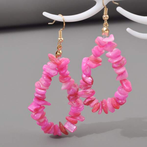 

Crystal Beaded Drop Earrings, Hot pink