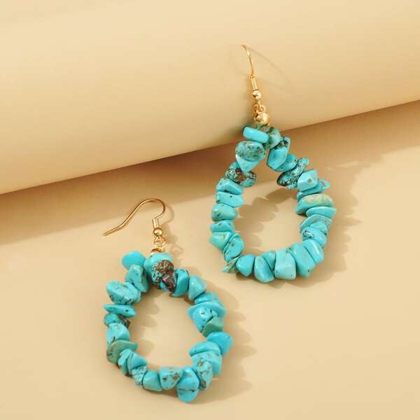 

Turquoise Beaded Drop Earrings, Blue