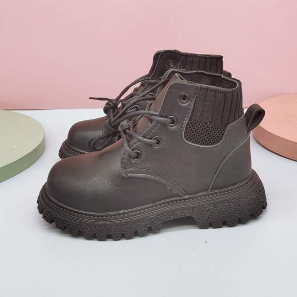 

Toddler Boys Lace-up Front Panel Detail Boots, Black
