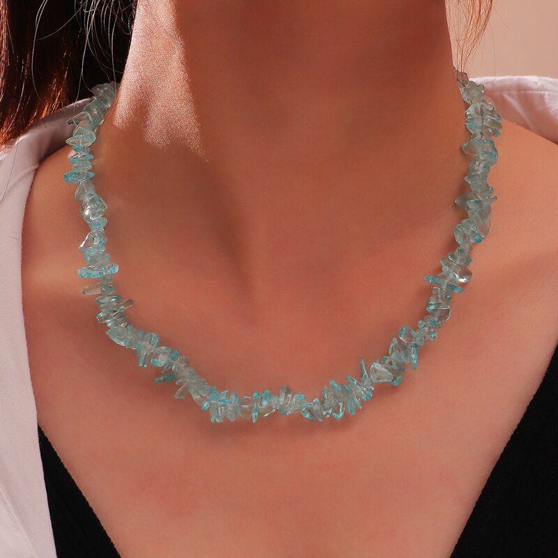 

Crystal Beaded Design Necklace, Baby blue
