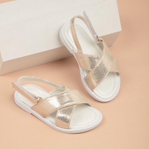 

Toddler Girls Metallic Pattern Criss Cross Slingback Sandals, Gold