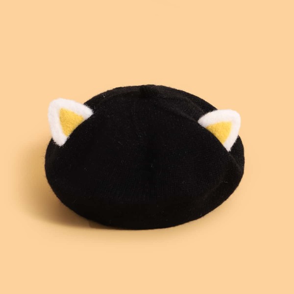 

Toddler Girls Ear Design Beret, Black