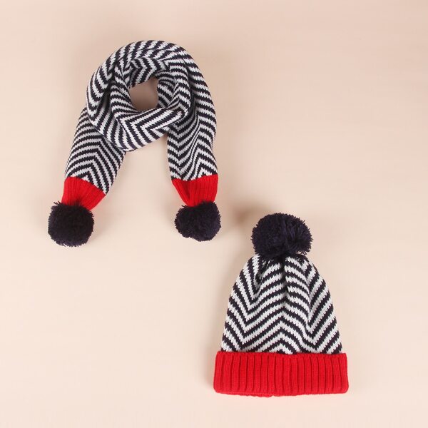 

Toddler Kids Chevron Print Beanie & Scarf, Multicolor