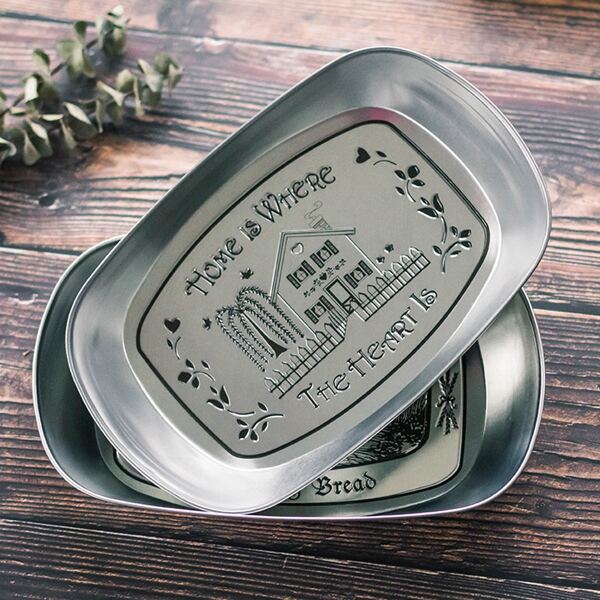 

1pc Letter Graphic Tray, Silver