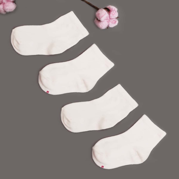 

4pairs Toddler Kids Solid Crew Socks, White