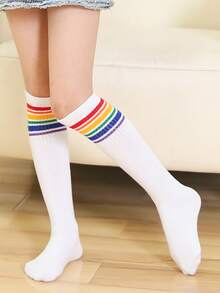 小女童彩虹印花高筒襪 - 彩色 - 查看 2