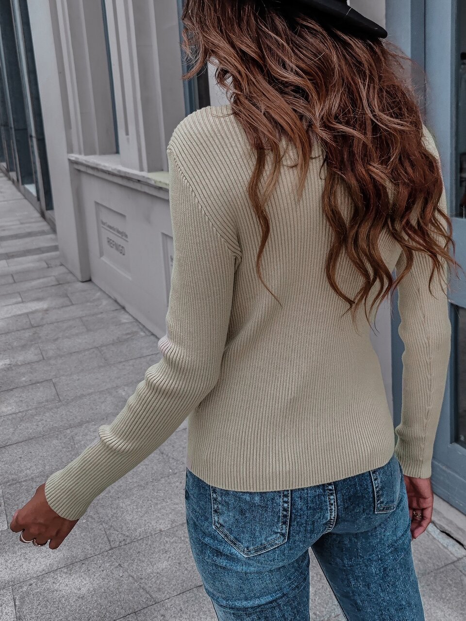 Turtle Neck Ribbed Knit Sweater Knit Pullover Fall Winter