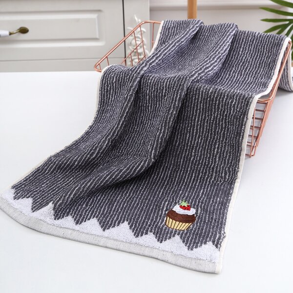 

1pc Embroidery Cake Towel, Grey