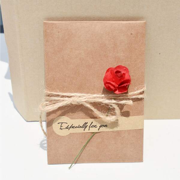 

5pcs Artificial Flower Detail Greeting Card, Multicolor