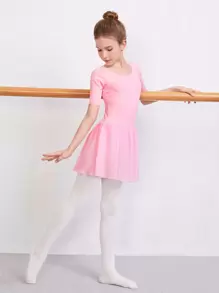 Girls 2 In 1 Solid Dance Leotard Without Tights - Baby Pink - View 3