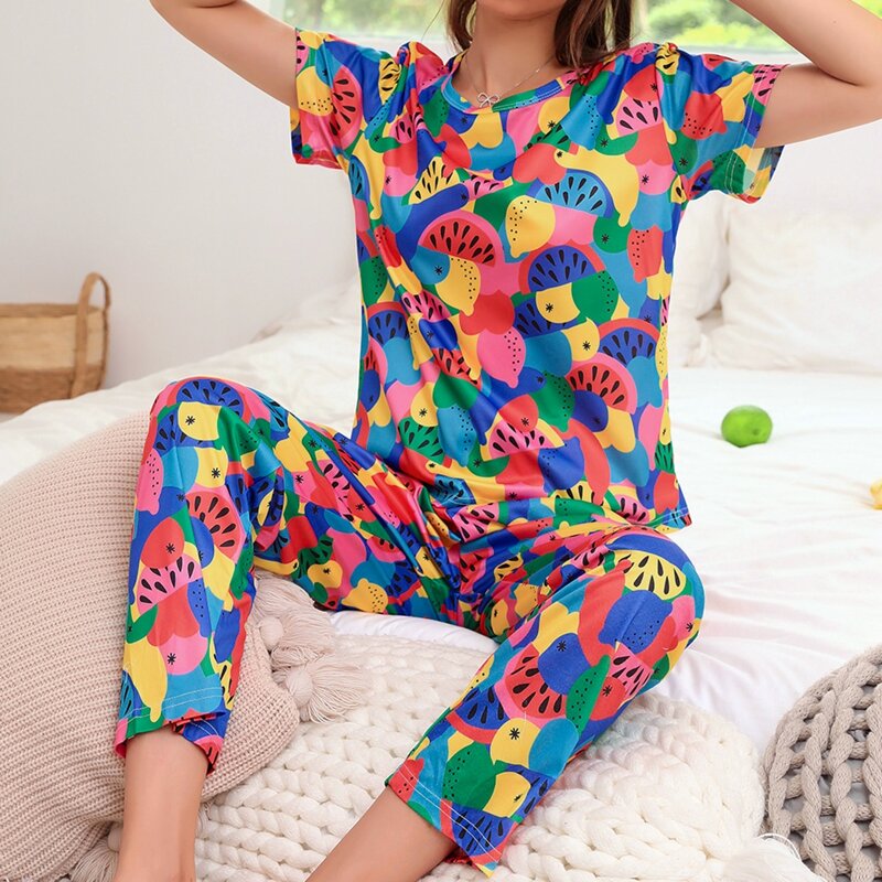 

Allover Print Pajama Set, Multicolor