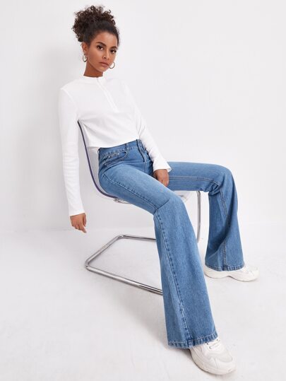 High Waist Flared Leg Jeans