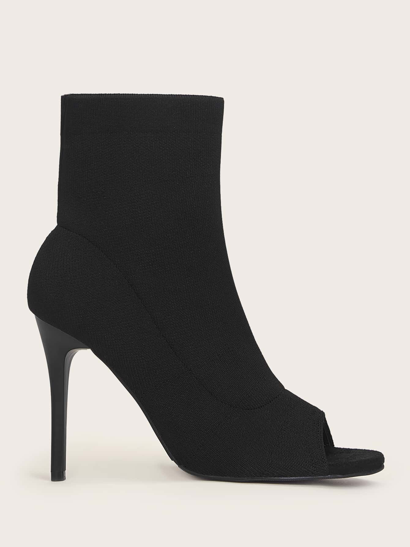 Minimalist Peep Toe Stretch Boots