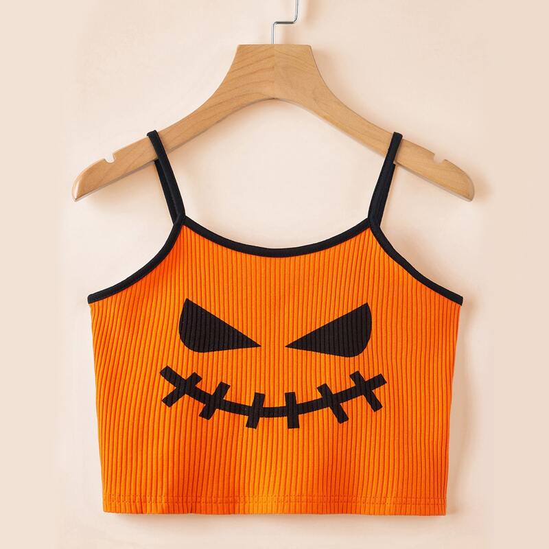 

Halloween Graphic Print Cami Top, Orange