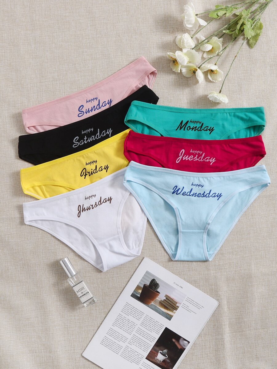 7pack Letter Graphic Panty - Multicolor - View 1