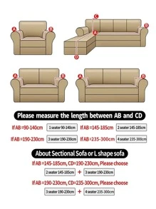 Funda de sofá elástica con patrón de cuadros - Caqui - Ver 6