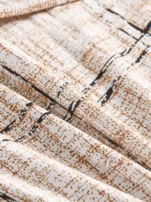 Funda de sofá elástica con patrón de cuadros - Caqui - Ver 2