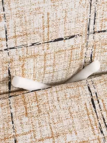 Funda de sofá elástica con patrón de cuadros - Caqui - Ver 4