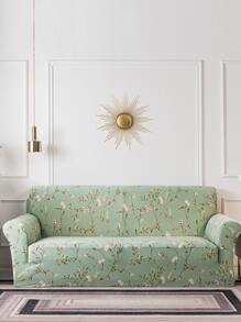 1 件牛奶丝花卉印花弹力全盖沙发套，居家防尘宠物友好，四季通用 - 彩色 - 查看 2