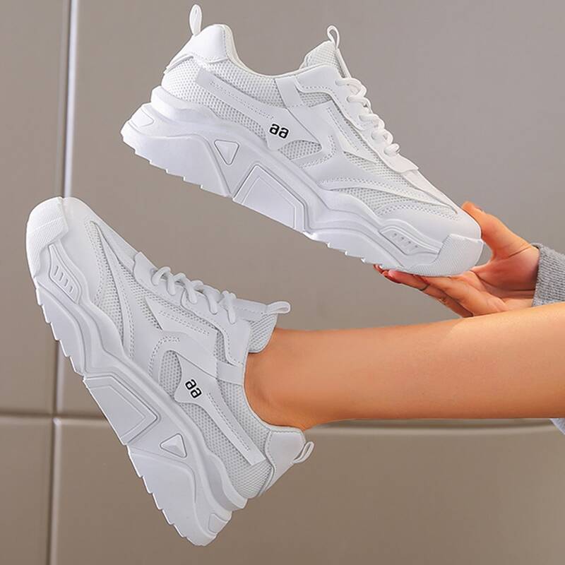 

Lace-up Front Chunky Sneakers, White